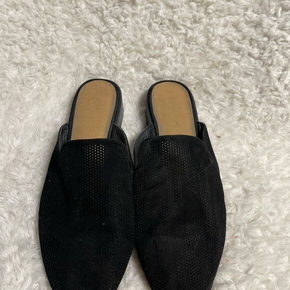 C est 1946 perforated faux suede slip on mules almond toe SZ10 - Picture 5 of 9